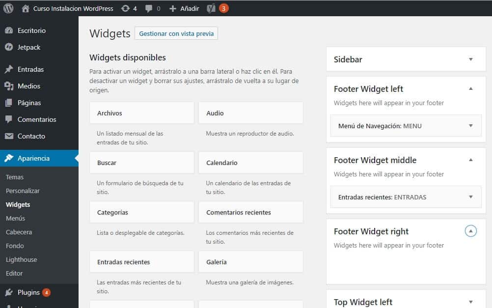 Agregando y/o Modificando el Footer Widget (Pie de Página) en WordPress